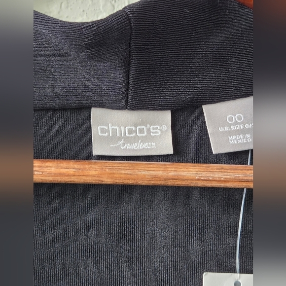 Chico's Black Travelers Knit Cardigan Sheer Hem New with tags size 2 - Picture 4 of 10